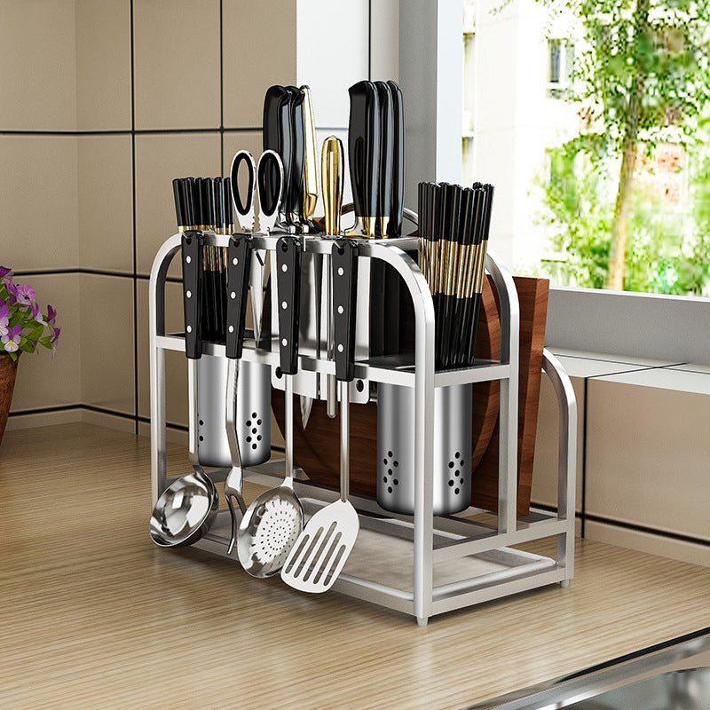 Integrated Chopping Board Rack with Knife Storage