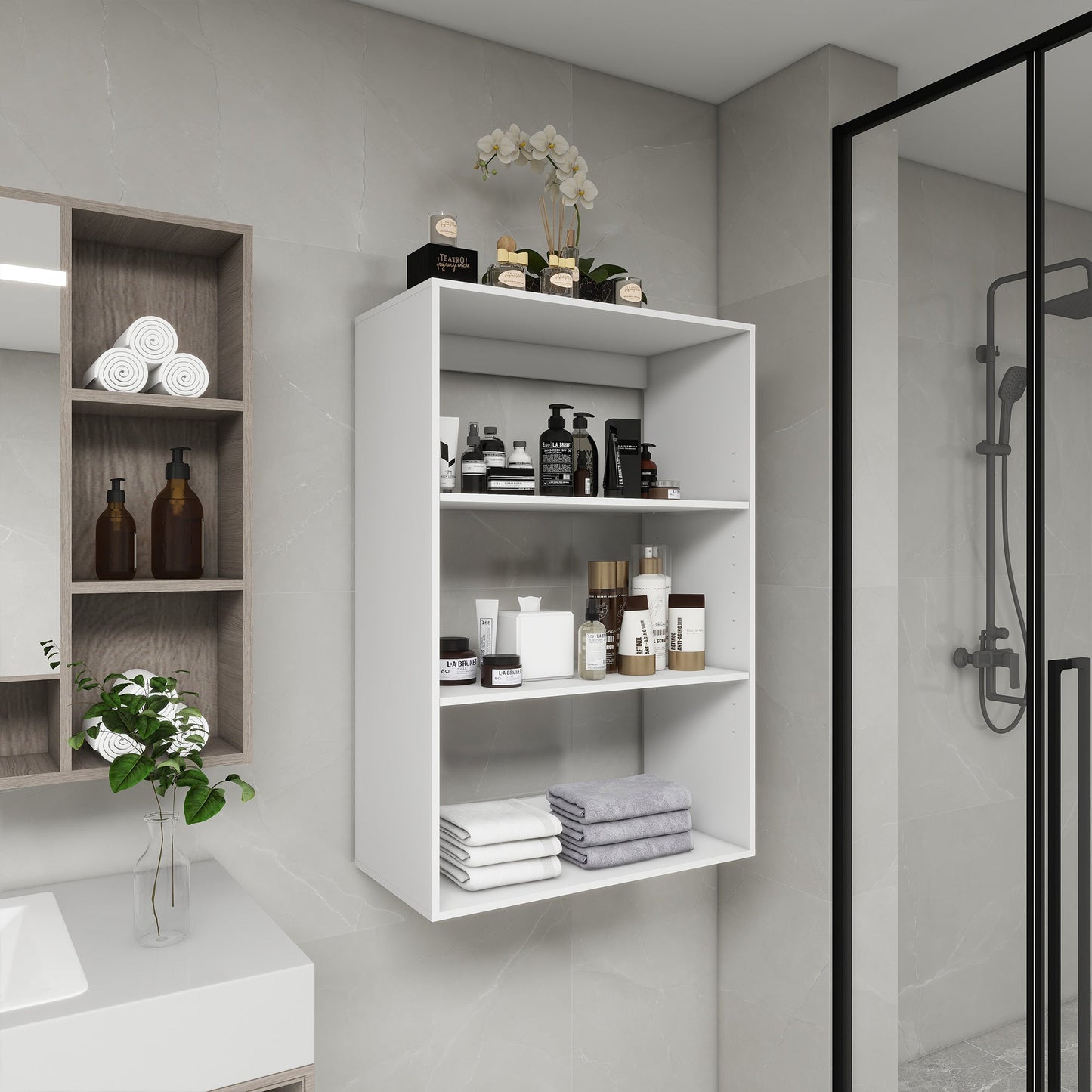 B4 Modular Closet System Wall Mounted Shelves Walk in Clothes Storage Cabinet Shelving Built in Closet Organizer for Bedroom White 31.49''W x 16.04''D x 47.24''H
