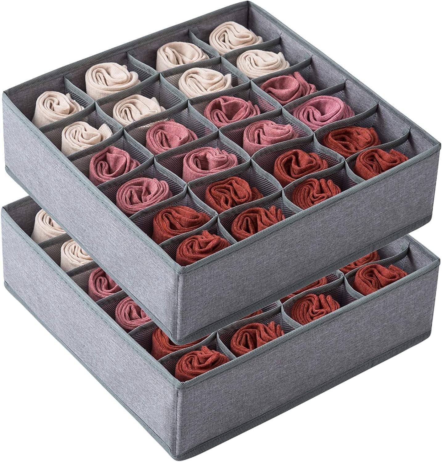Foldable 24-Grid Drawer Organizer for Socks and Lingerie