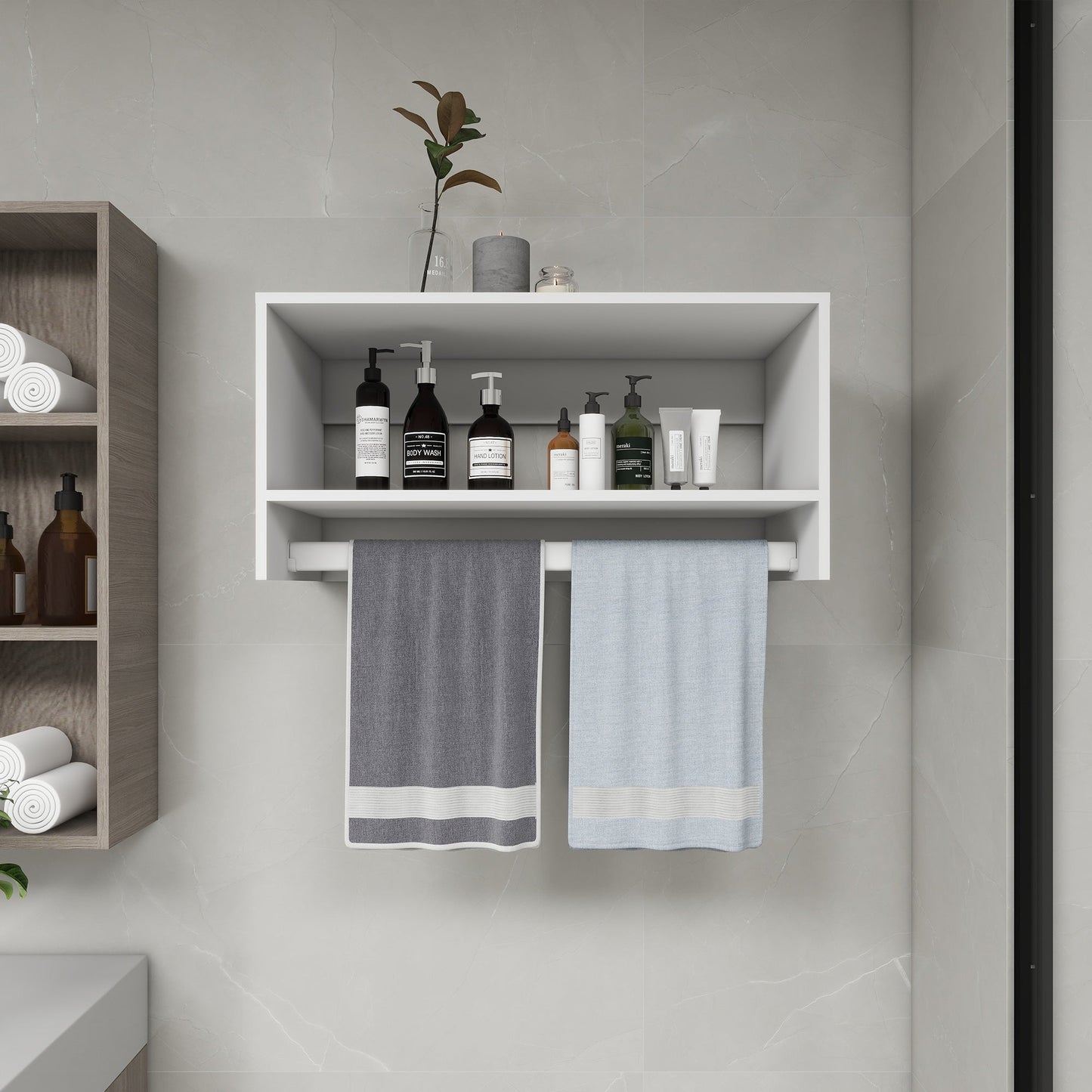 B2 Modular Wood Closet System Clothes Organizer, Closet System with 2 Closet Shelves, Closet Organizer System, Walk in Closet Organizers and Storage, Closet Systems for Walk in Closets, Closet(32" W x 16" D x 16" H)