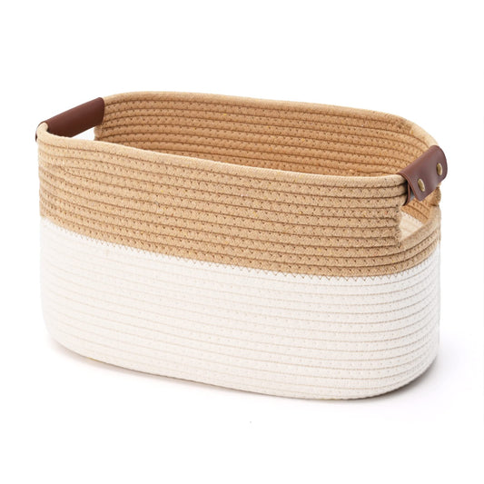 Cotton Rope Storage Baskets (White/Beige-1Pack 15x10x9 inches)