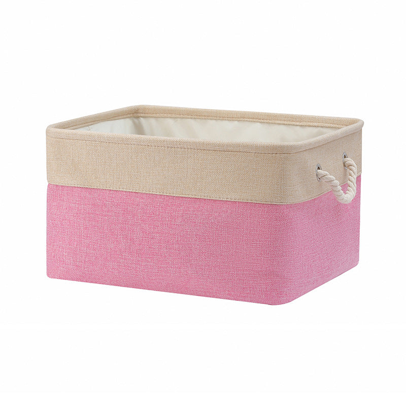 Collapsible Linen Fabric Storage Bin with Handles
