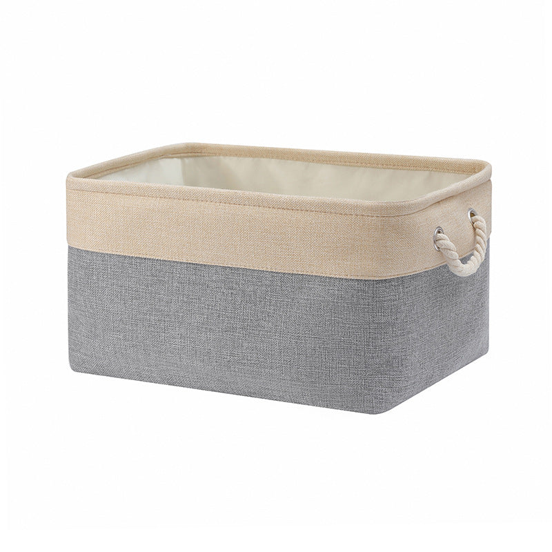 Collapsible Linen Fabric Storage Bin with Handles