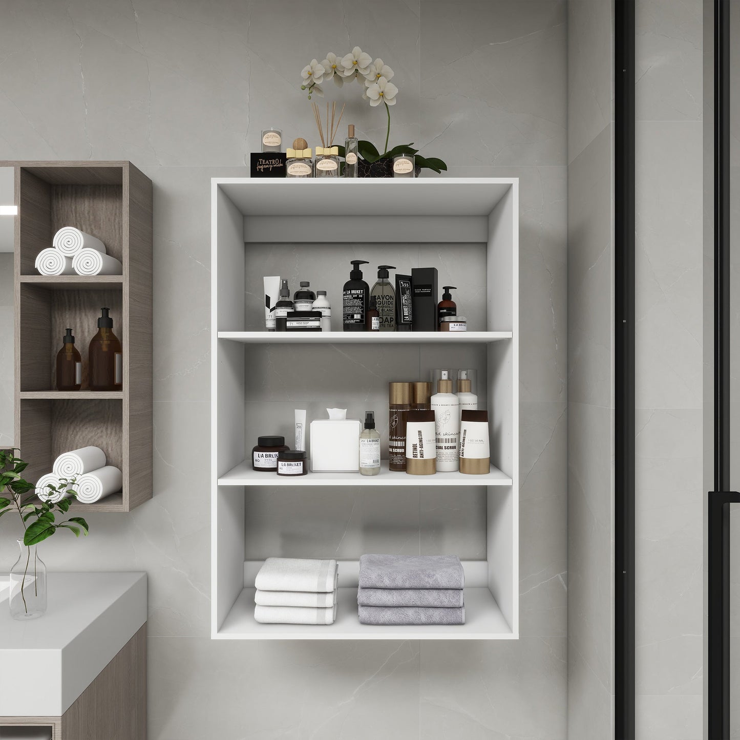 B4 Modular Closet System Wall Mounted Shelves Walk in Clothes Storage Cabinet Shelving Built in Closet Organizer for Bedroom White 31.49''W x 16.04''D x 47.24''H
