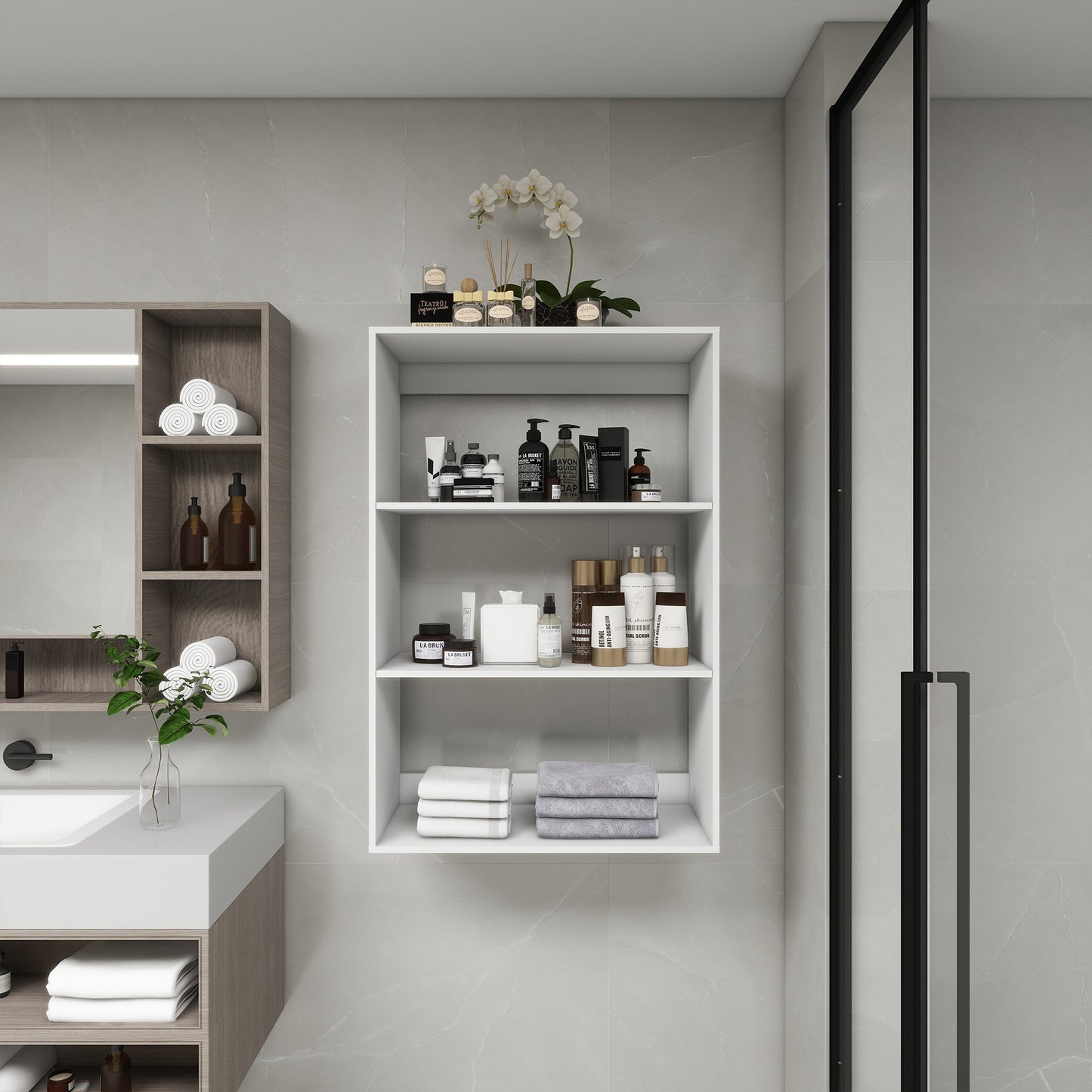 B4 Modular Closet System Wall Mounted Shelves Walk in Clothes Storage Cabinet Shelving Built in Closet Organizer for Bedroom White 31.49''W x 16.04''D x 47.24''H